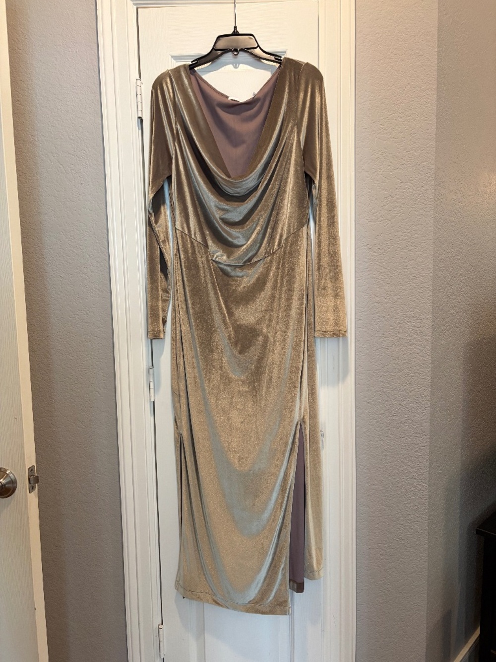 Helmut Lang Velvet Long Sleeve Floor-length Gown